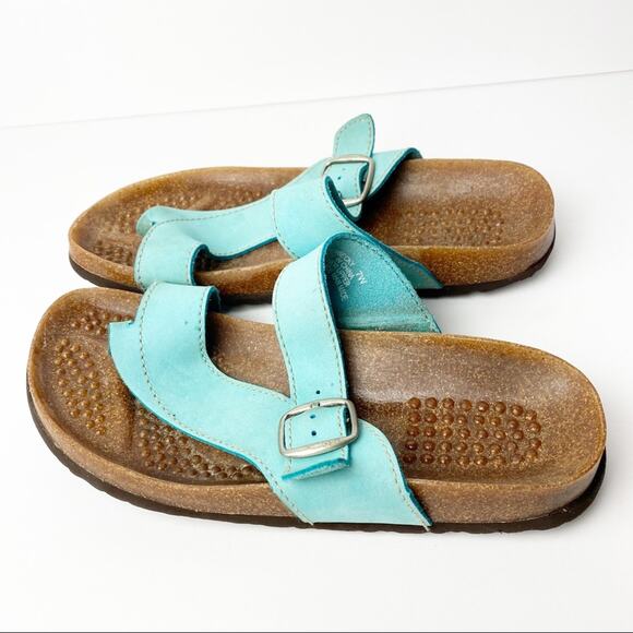 Aqua Leather Comfort Bed Toe Sandal Women’s Size 7 W - Picture 4 of 14